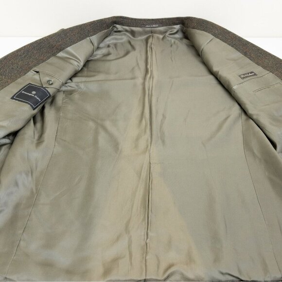 Ermenegildo Zegna Herringbone Tweed Blazer Wool Cashmere Brown Plaid 46 L EU 56 - Picture 4 of 13